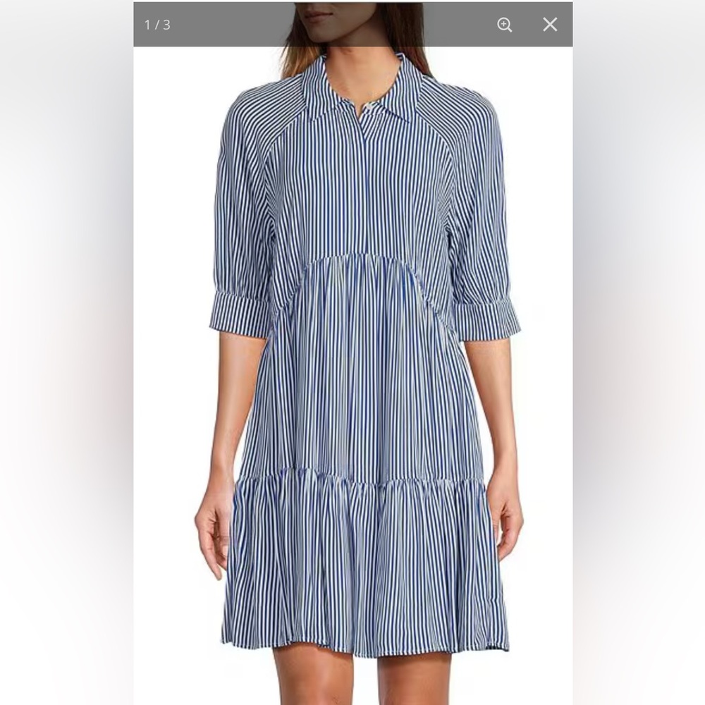 Cute Blue Striped Mini Dress